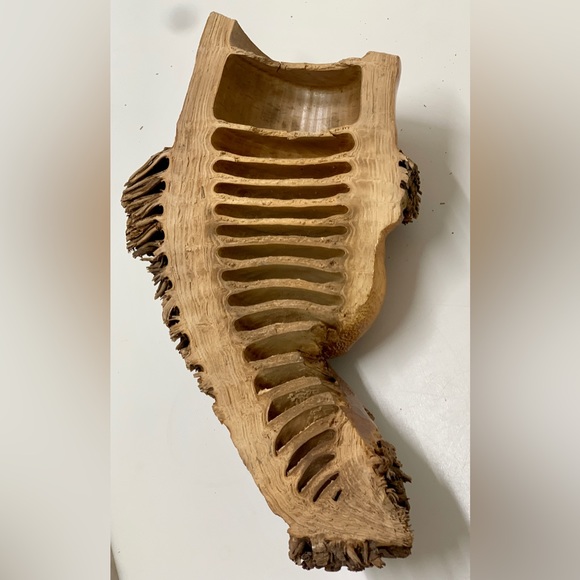 Vintage Hand Carved Native American Folk Art Bamboo Tree Root Face Mask - Picture 14 of 16